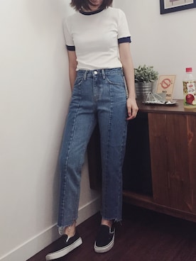 「VANS（バンズ）のアイテム（スニーカー、ブラック系）」を使った、twiggyさん（レディース）の夏コーディネート