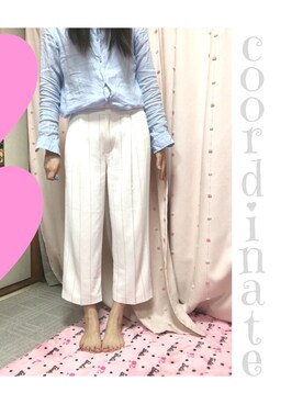 「UNIQLO（ユニクロ）のWOMEN プレミアムリネンシャツ（長袖）A（シャツ/ブラウス）」を使った、ゆりりさん（レディース・160cm）の夏コーディネート