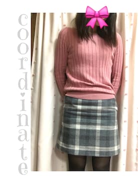 「コットンカシミヤワイドリブセーター」｜ゆりりさん（レディース・160cm）の秋コーディネート