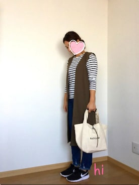 「SEVENDAYS=SUNDAY（セブンデイズサンデイ）のアイテム（ベスト）」を使った、hichin3さん（レディース・161cm）の秋コーディネート
