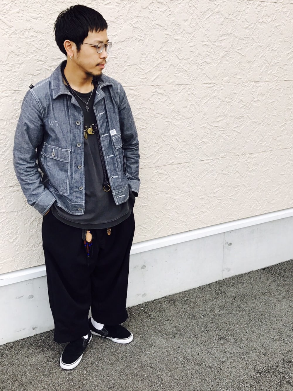 「秋のコーデ、wtaps、ワイドパンツ、ootd、ストリート、ニッカポッカスタイル」｜「WTAPSのアイテム（カバーオール、グレー系）」を使った、ONS_KSKさん（メンズ・170cm）の秋コーディネートの1枚目の写真