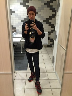 「Jordan（ジョーダン）のアイテム（スニーカー、ブラック系）」を使った、S.K.さん（メンズ）の冬コーディネート