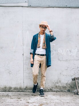 「アイテム（ピーコート）」を使った、John Bigotsさん（メンズ・170cm・10代）の秋コーディネート