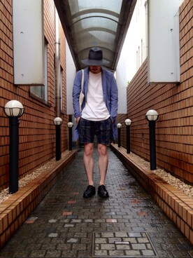 「ブラックウォッチ」｜「アイテム（ダウンジャケット/コート）」を使った、hidetsuguさん（メンズ・181cm）の夏コーディネート