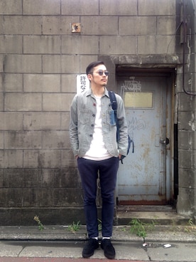 「DIGAWEL（ディガウェル）のアイテム（バッグ）」を使った、hidetsuguさん（メンズ・181cm）の夏コーディネート