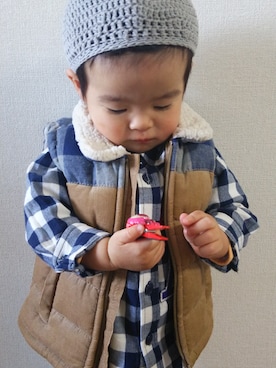 「アイテム（ダウンベスト、ブラウン系）」を使った、NAEさん（レディース・148cm）の春コーディネート