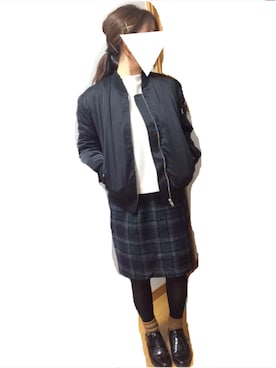 「タイツ×靴下」｜「アイテム（ブルゾン）」を使った、もここさん（レディース・152cm）の秋コーディネート