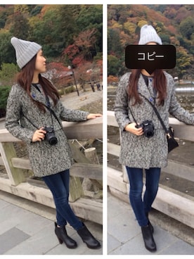 「SLY（スライ）のアイテム（ノーカラージャケット）」を使った、桜さん（レディース・165cm）の秋コーディネート