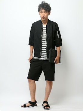 「アイテム（MA-1）」を使った、JUNさん（メンズ・174cm）の夏コーディネート