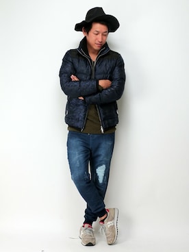 「VENCEEXCHANGE（ヴァンスエクスチェンジ）のアイテム（ブルゾン）」を使った、JUNさん（メンズ・174cm）の冬コーディネート