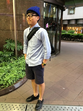 「macpac（マックパック）のアイテム（メッセンジャーバッグ）」を使った、山下 英吉さん（メンズ・171cm）の春コーディネート