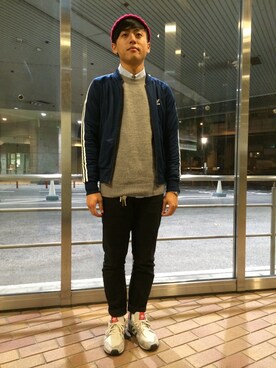 「アイテム（ジャージ）」を使った、山下 英吉さん（メンズ・171cm・20代）の秋コーディネート