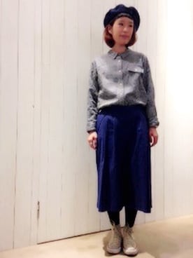 「白いスニーカー」｜「アイテム（ハンチング/ベレー帽）」を使った、douxbleu吉祥寺店さん（レディース・150cm）の春コーディネート