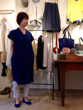 「ブルー x ホワイト」｜「アイテム（ワンピース/ドレス）」を使った、douxbleu吉祥寺店さん（レディース・159cm）の春コーディネート