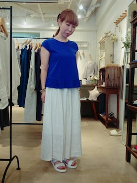 「フリルトップス」｜douxbleu吉祥寺店さん（レディース・154cm）の夏コーディネート