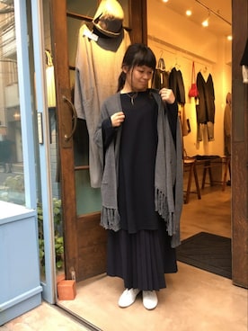 「アイテム（チュニック、ブルー系）」を使った、douxbleu吉祥寺店さん（レディース・154cm）の秋コーディネート