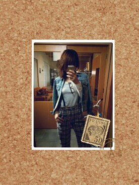 「デニム ジャケット」｜「アイテム（パンツ）」を使った、akane＊さん（レディース・163cm）の春コーディネート