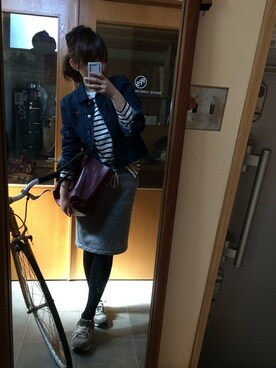 「ELLE（エル）のアイテム（デニムジャケット）」を使った、akane＊さん（レディース・163cm）の秋コーディネート