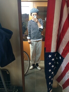 「BLUE BLUE（ブルーブルー）のアイテム（カーゴパンツ）」を使った、akane＊さん（レディース・163cm）の秋コーディネート