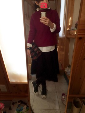 「ピンクニット」｜akane＊さん（レディース・163cm）の冬コーディネート