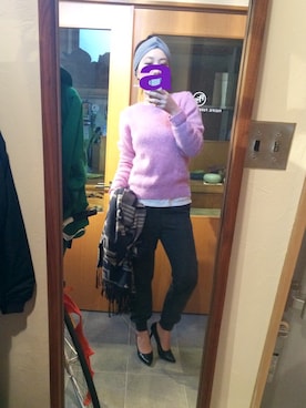 「ピンクニット」｜akane＊さん（レディース・163cm）の冬コーディネート