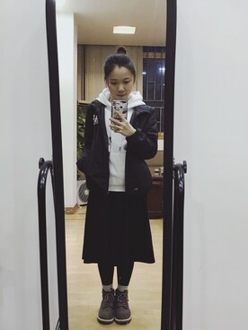 「IZZUE（イズゥー）のアイテム（ダウンジャケット/コート）」を使った、LAWSUKMANさん（レディース・152cm）の秋コーディネート