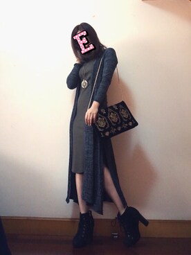 「New look（ニュールック）のアイテム（ピーコート）」を使った、E F F I Eさん（レディース・163cm）の秋コーディネート