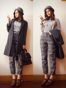 「HOMEMADEのアイテム」を使った、E F F I Eさん（レディース・163cm）の冬コーディネート