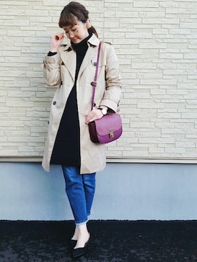 「Kujaku（クジャク）のアイテム（アクセサリー）」を使った、omi*さん（レディース・161cm）の秋コーディネート