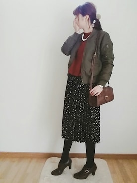 「archives（アルシーヴ）のアイテム（MA-1）」を使った、omi*さん（レディース・161cm）の秋コーディネート