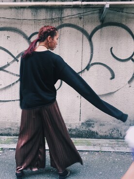 「Bershka（ベルシュカ）のアイテム（スウェット、ブラック系）」を使った、@goodgirlririさん（レディース・157cm）の秋コーディネート