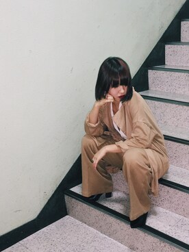 「GU（ジーユー）のアイテム（パンプス、ブラック系）」を使った、@goodgirlririさん（レディース・157cm）の秋コーディネート