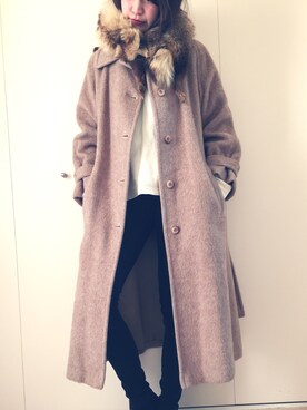 「VINTAGE（ヴィンテージ）のアイテム（ネックウォーマー/スヌード）」を使った、KOZさん（レディース・162cm）の冬コーディネート