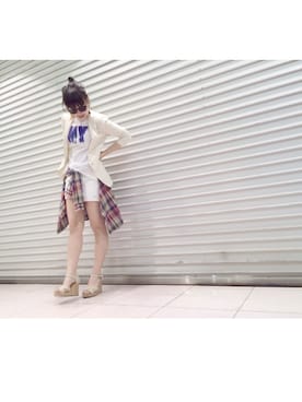 「Steven Alan（スティーブンアラン）のアイテム（ジャケット/アウター）」を使った、ショウコさん（レディース・160cm）の夏コーディネート