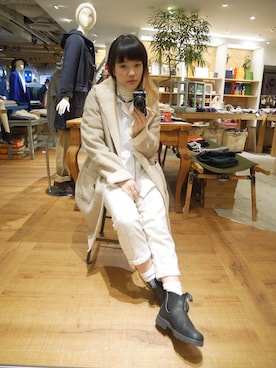 「パジャマ」｜「アイテム（ムートンコート）」を使った、ショウコさん（レディース・160cm）の冬コーディネート