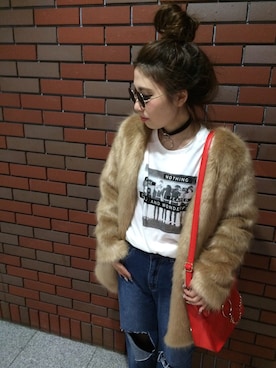 「SpRay（スプレイ）のアイテム（バッグ）」を使った、SpRay札幌ＰＡＳＥＯさん（レディース・155cm）の冬コーディネート