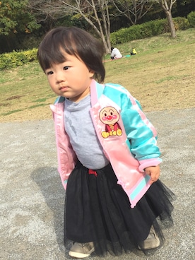 「ピクニック」｜「アイテム（スタジャン）」を使った、HARUさん（キッズ・80cm）の秋コーディネート