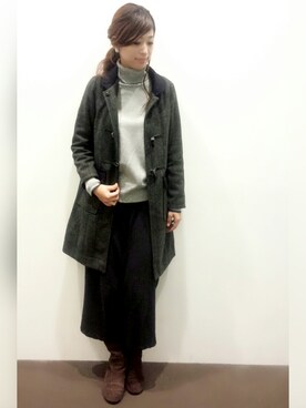 「ヘアアレンジ」｜「アイテム（ピーコート）」を使った、たにもさん（レディース・169cm）の秋コーディネート