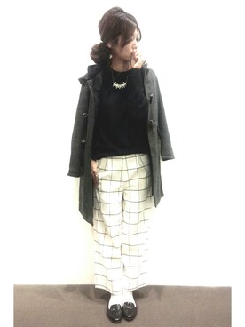 「ヘアアレンジ」｜「アイテム（ピーコート）」を使った、たにもさん（レディース・169cm）の秋コーディネート