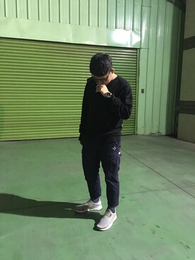 「B-SIDE（ビーサイド）のアイテム」を使った、黃皓さん（メンズ・173cm）の秋コーディネート