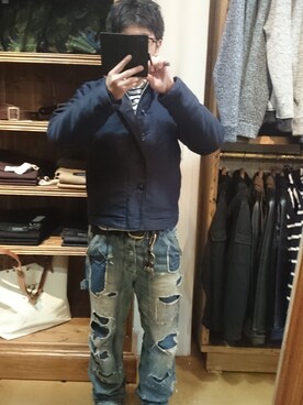 「SAINT JAMES（セントジェームス）のアイテム」を使った、Tomotaka Kawamotoさん（メンズ・164cm）の冬コーディネート