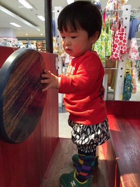 「アイテム（タイツ/ストッキング、ブルー系）」を使った、sayunsuさん（キッズ・80cm）の春コーディネート