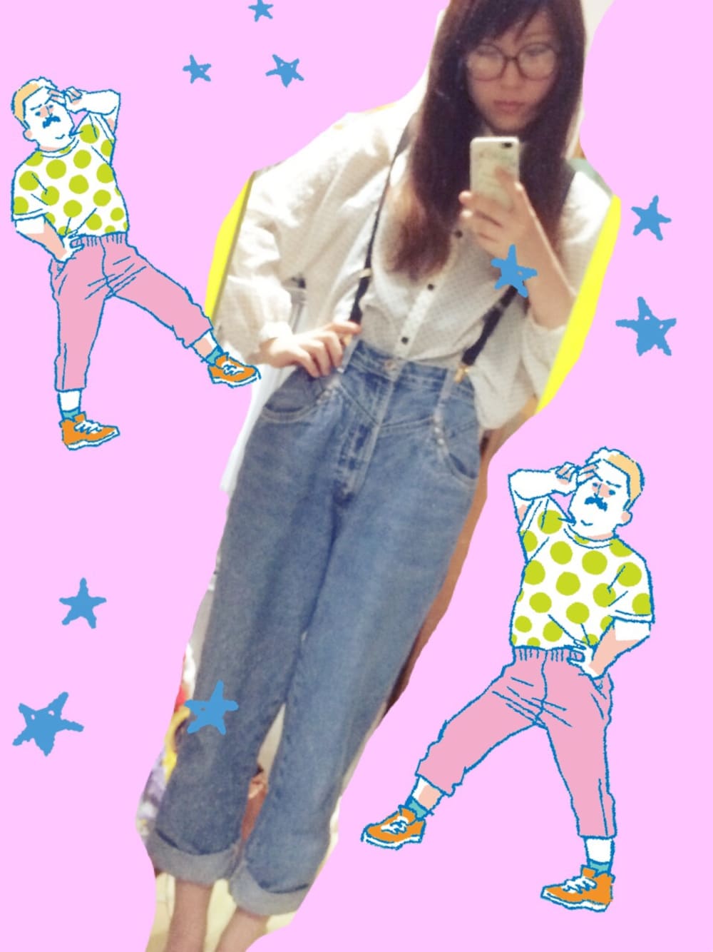 ブルー系のデニムパンツを着用したレディースの夏コーディネートの1枚目の写真