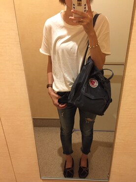 「Ungrid（アングリッド）のフレイドヘムストスリ（デニムパンツ）」を使った、miqsonさん（レディース・163cm）の秋コーディネート