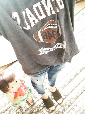 「Ungrid（アングリッド）のフレイドヘムストスリ（デニムパンツ）」を使った、miqsonさん（レディース・163cm）の秋コーディネート