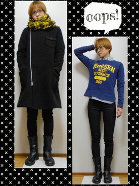「アイテム（ステンカラーコート）」を使った、nikaさん（レディース・158cm・40代）の冬コーディネート