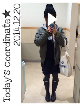 「アイテム（レインシューズ）」を使った、りさーずさん（レディース・154cm・20代）の冬コーディネート