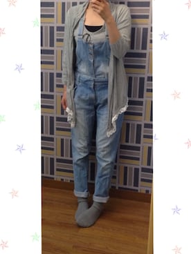 「グレーTシャツ」｜「アイテム（オールインワン・サロペット）」を使った、sana☆さん（レディース・161cm）の秋コーディネート