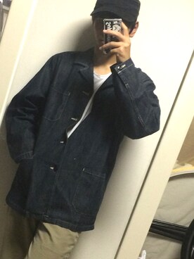 「GLOBAL WORK（グローバルワーク）のアイテム（カバーオール）」を使った、近藤隼さん（メンズ・177cm）の秋コーディネート