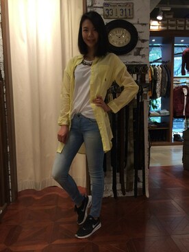 「おめかしコーデ」｜「アイテム（シャツワンピース）」を使った、Hana Chuさん（レディース・168cm）の春コーディネート